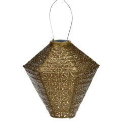 Indoor/Outdoor Diamond Lantern - Gold