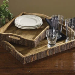 Rustic Bark Edge Trays