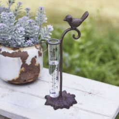 Rustic Bird Rain Gauge