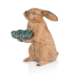 Bunny Holding Leaf Birdfeeder