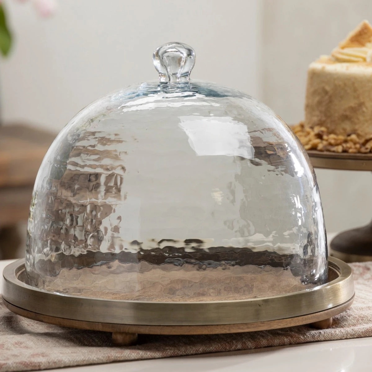 Hammered Glass Cake Dome 2 Hammered Glass Cake Dome - Image 2