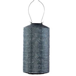 Indoor/Outdoor Cylinder Topaze Lantern - Grey Blue