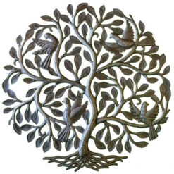Four Birds In Tree Wall Plaque