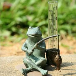 Frog Fisherman Rain Gauge