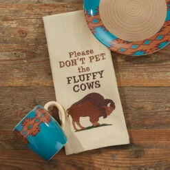 Fluffy Cows Embroidered Dishtowel